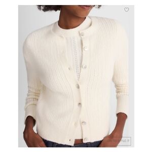 Madewell Cloudsoft Button Front Cardigan in Antique Cream
